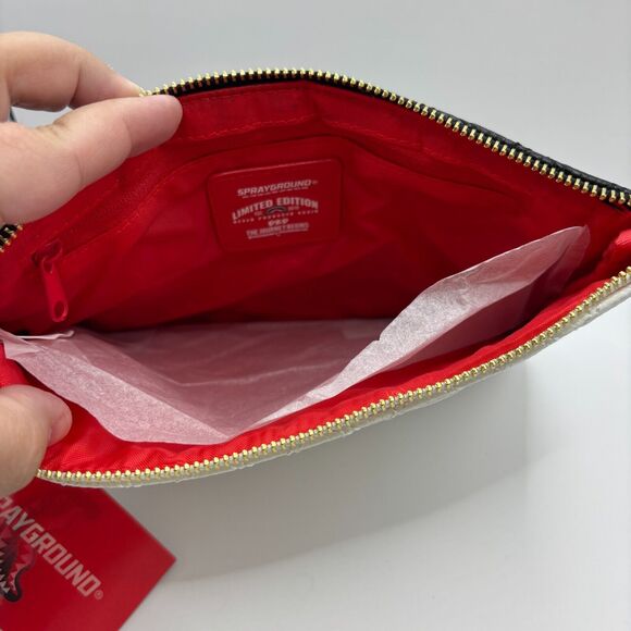 NEW Sprayground SharkMouth Pochette Leveled UP Split Quilt Shark Clutch - Picture 5 of 11